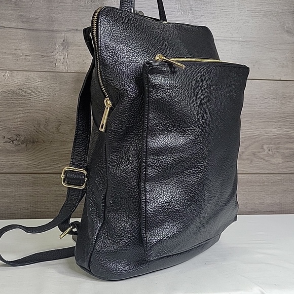 Unicai Firenze Black Pebble Leather Backpack Bag main image 10
